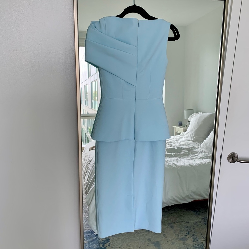 Safiyaa Mablia Draped Crepe Midi Dress Baby Blue NWT Size 2 - Picture 6 of 8